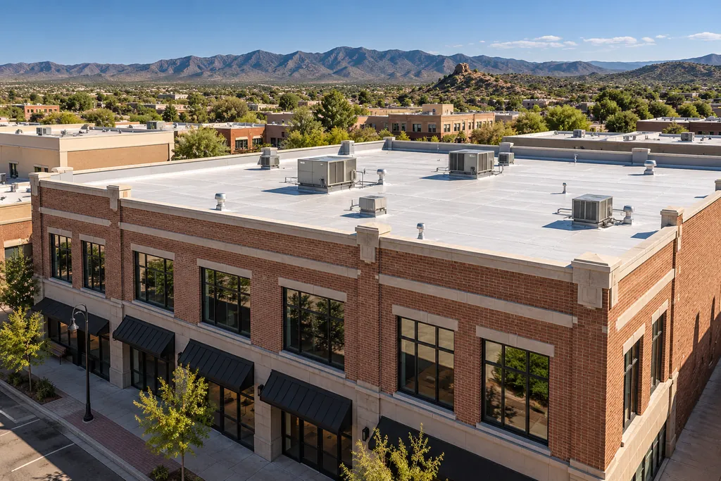 Two-story brick commercial building with a low-slope roof
